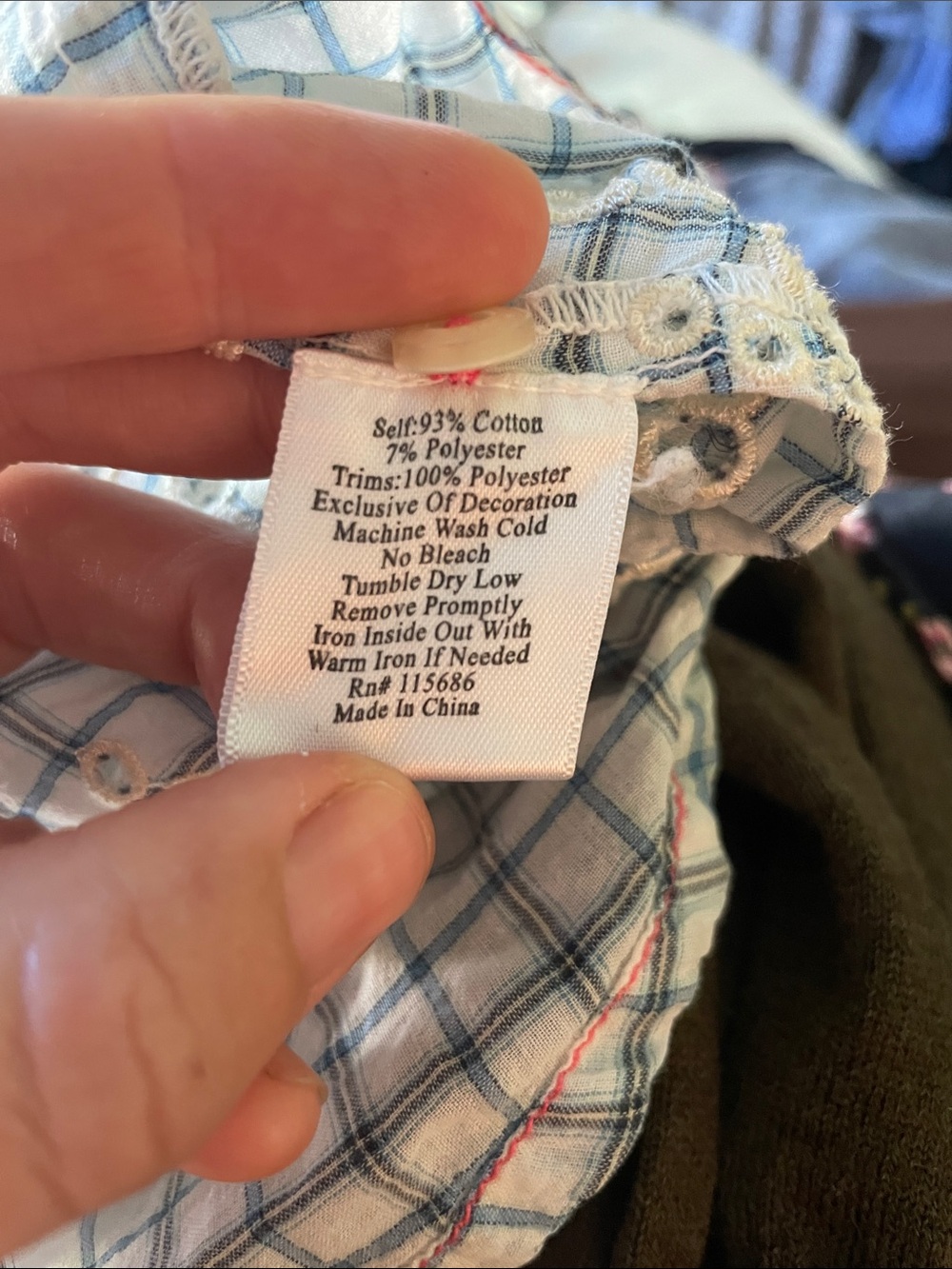 3 J Workshop Johnny Was Light Blue Plaid Eyelet-Accent Button Down Shirt - Picture 10 of 10